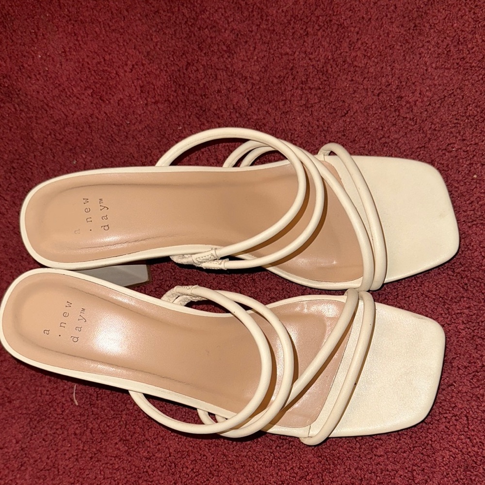 A New Day Cream Heels with Square Toe Design